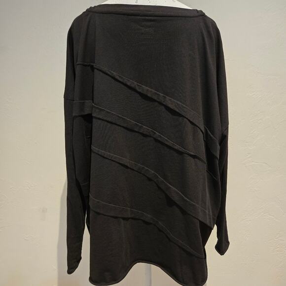 Planet by Lauren G Pima Cotton Luxury Tucked Boxy T-Shirt in Black, One Size - Picture 4 of 7